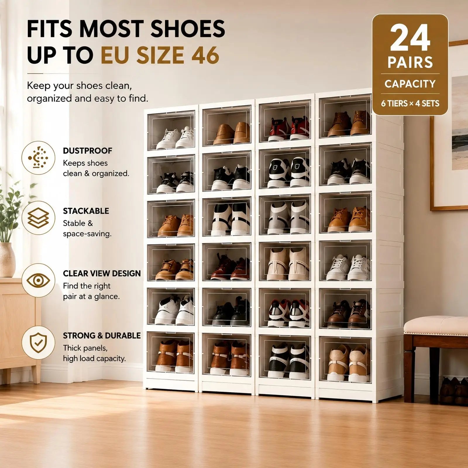 Stackable Dustproof High-top Cabinet Shoe Rack Shelf