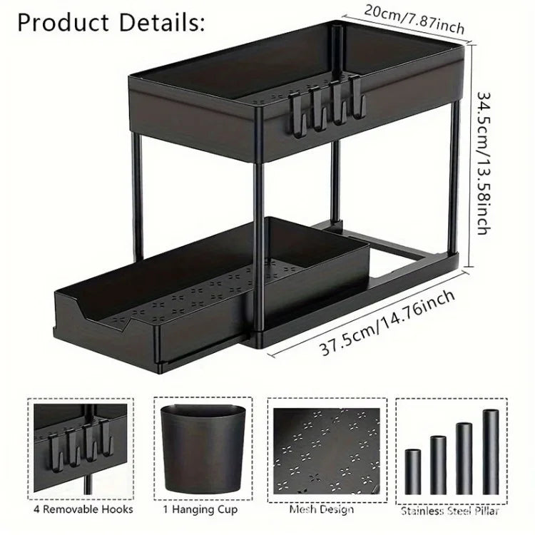 2-Tier Pull-Out Under Sink Organizer | Kitchen & Bathroom Storage