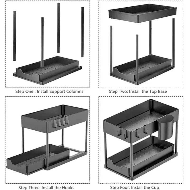 2-Tier Pull-Out Under Sink Organizer | Kitchen & Bathroom Storage