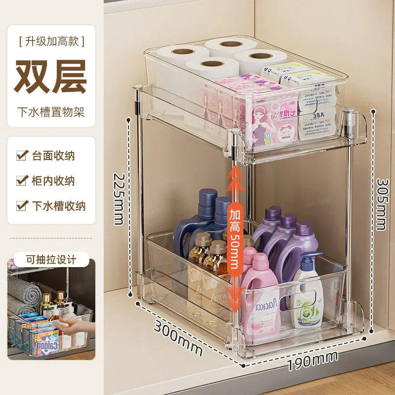 2-Tier Sliding Pull-Out Under Sink Organizer | Kitchen & Bathroom
