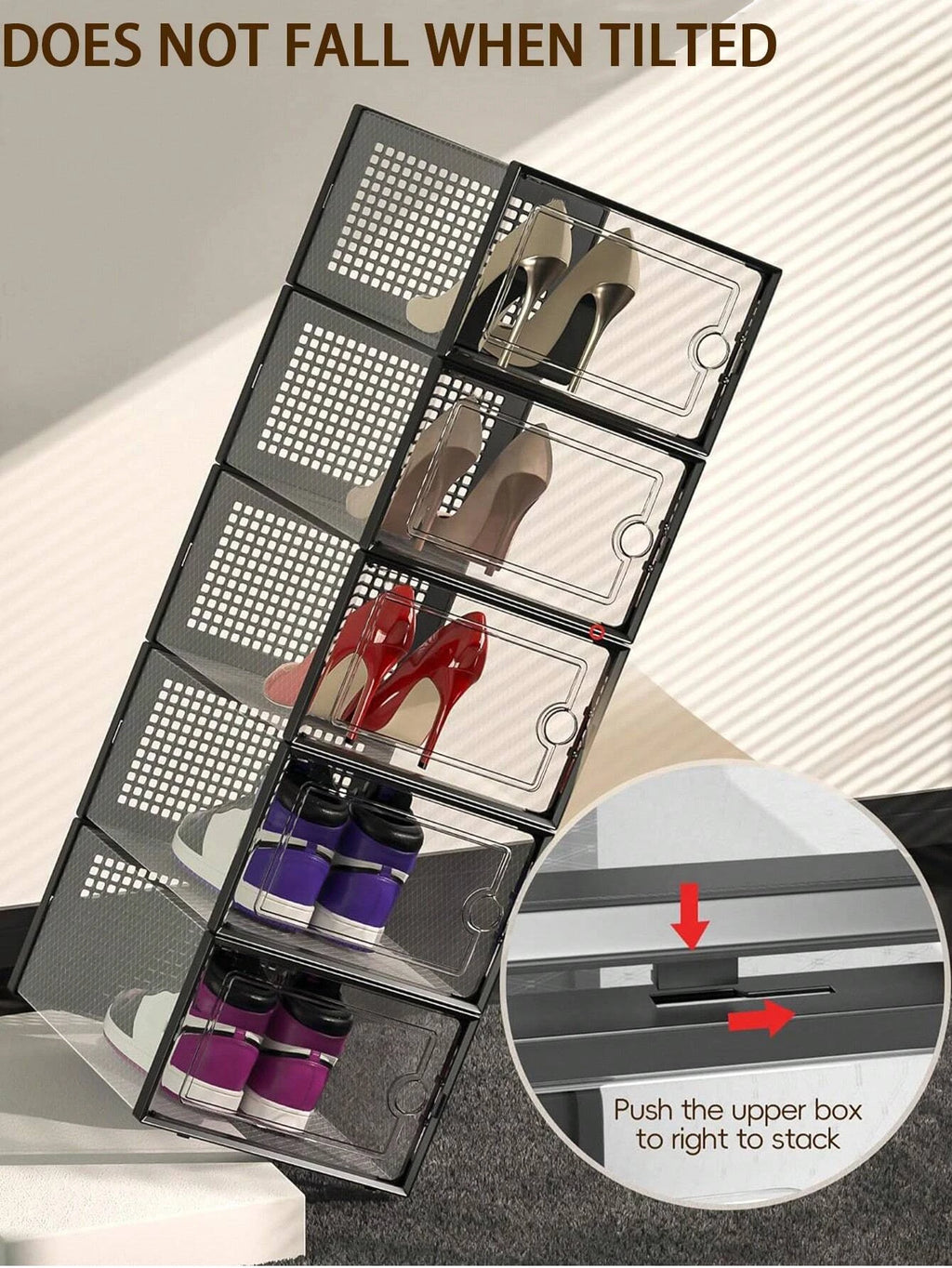 Clear Stackable Shoe Storage Boxes | Foldable Closet Organizer 6/12 Pack