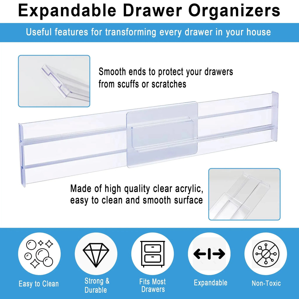 Expandable Drawer Dividers Organizers | 1/2/4/6/8 Pack