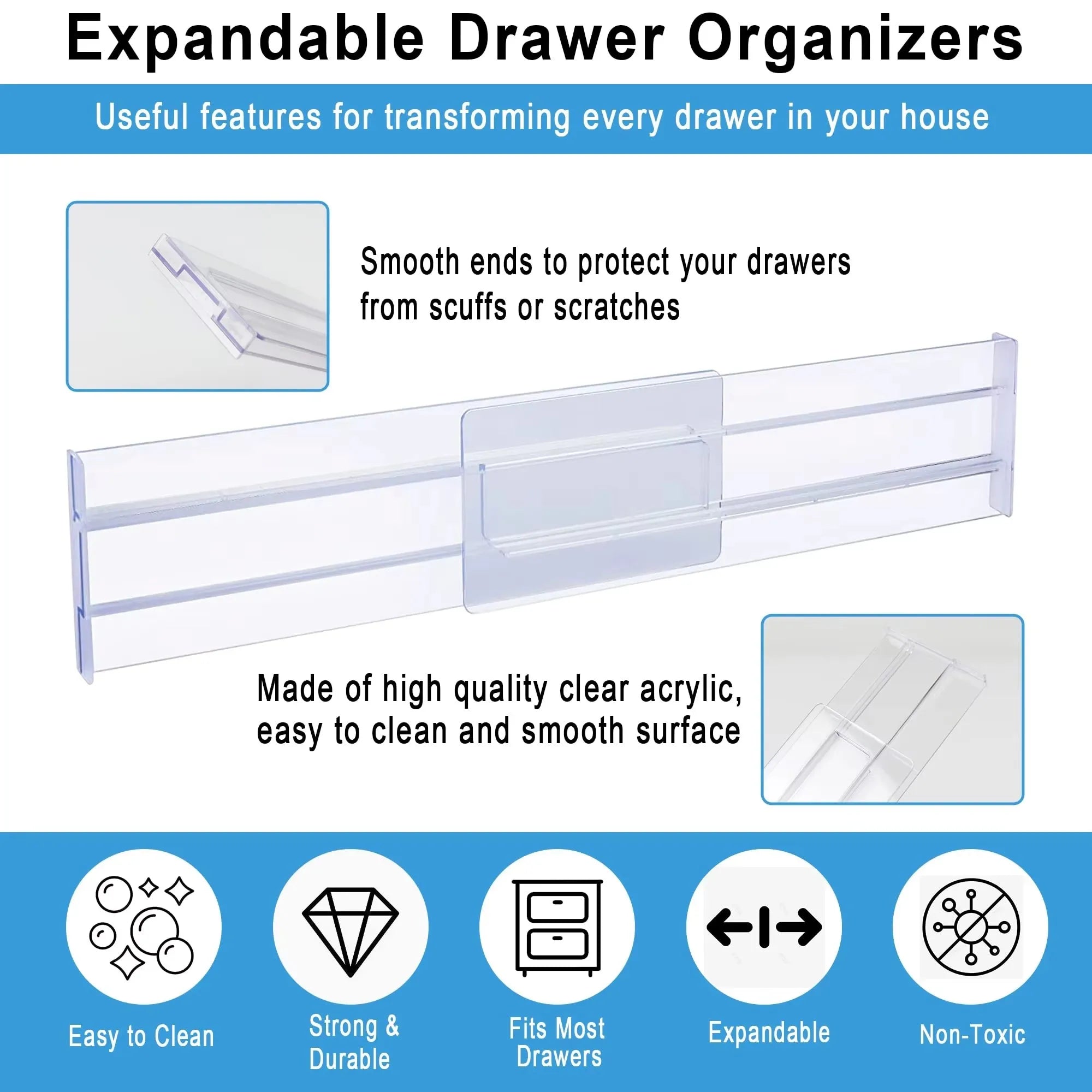 Expandable Drawer Dividers Organizers | 1/2/4/6/8 Pack