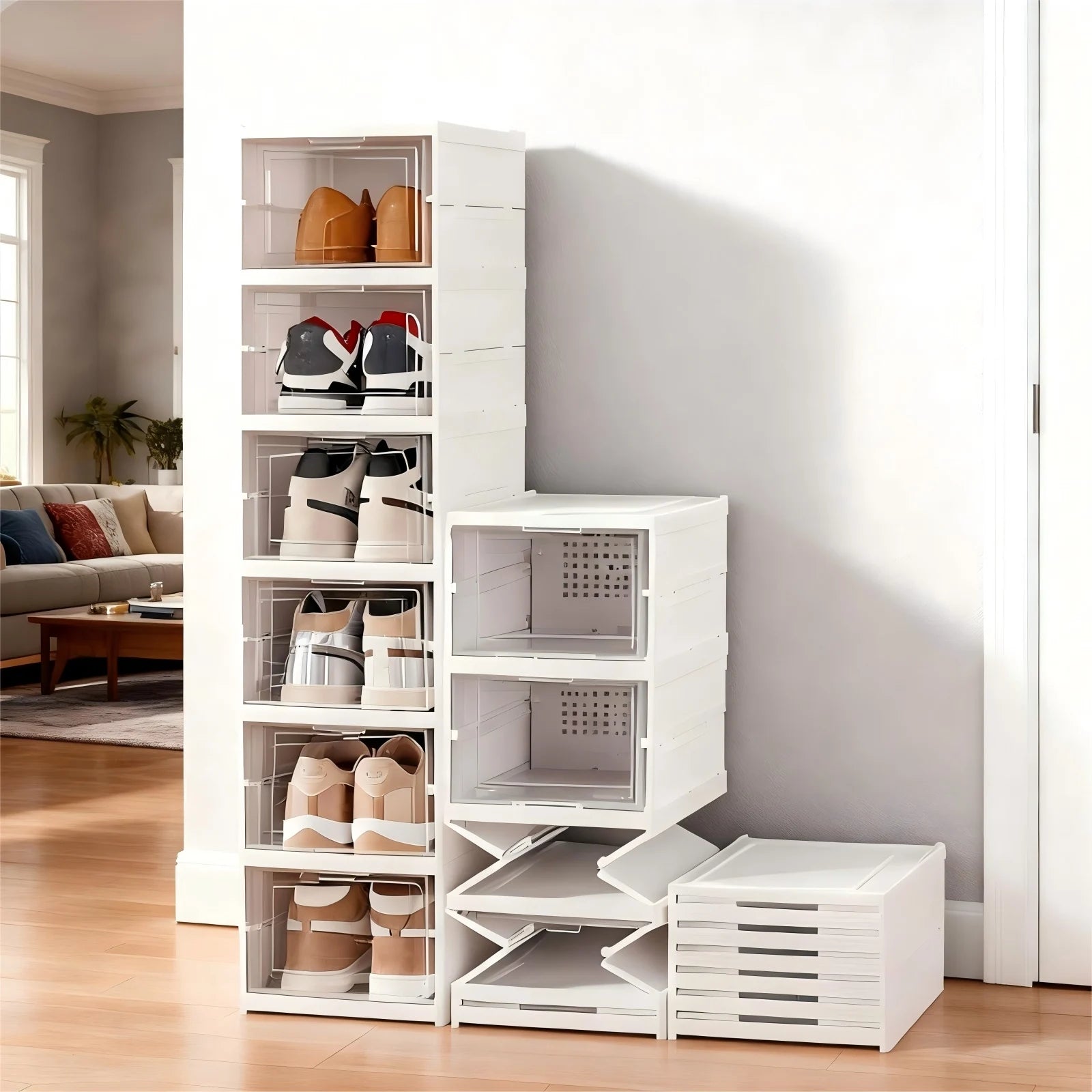 Shoe Box Rack Cabinet for Closet Dorm Apartment