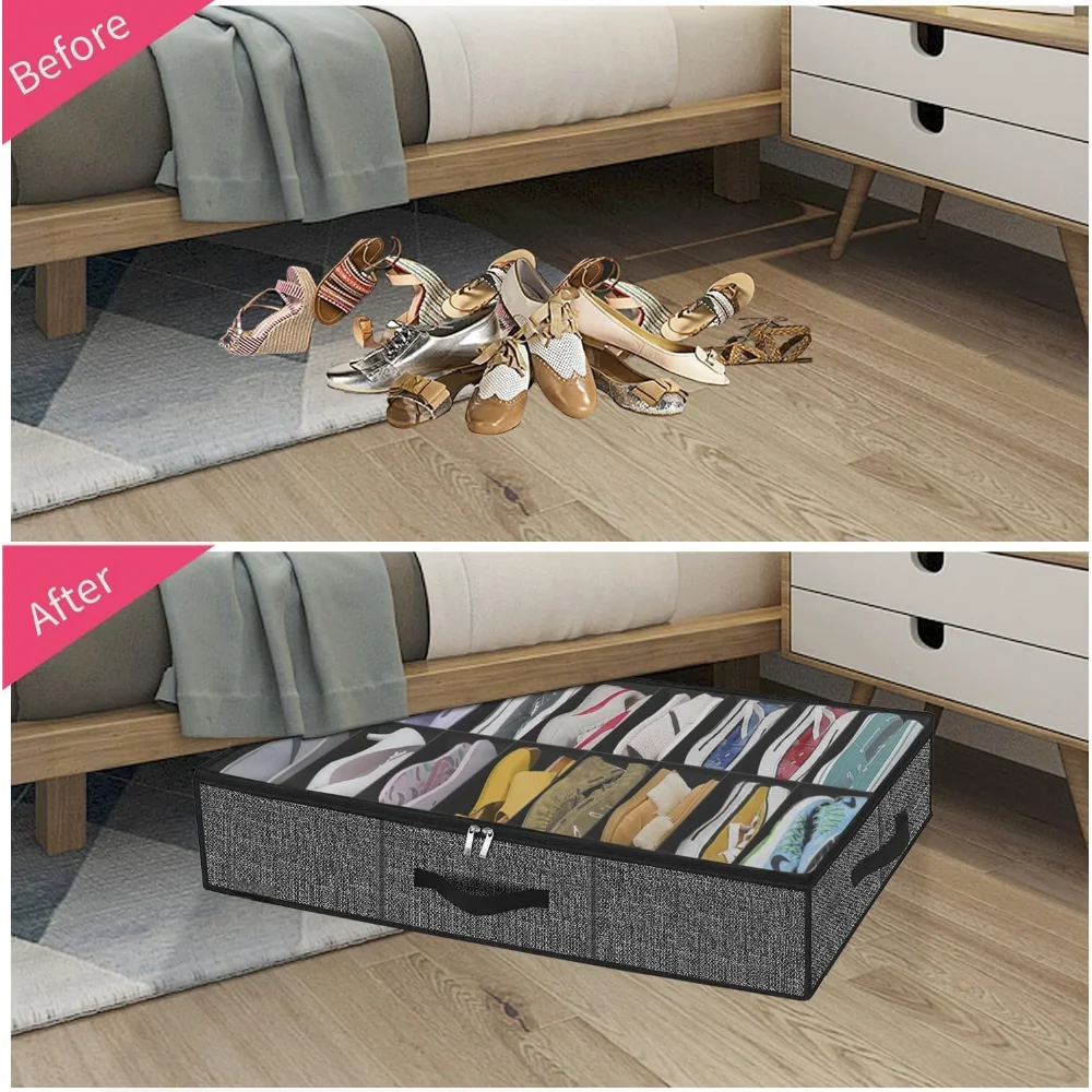 Under-Bed Shoe Storage Organizer | Fits 12 Pairs