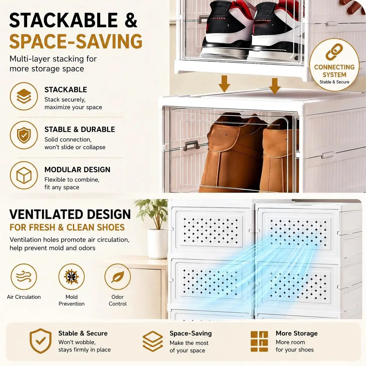 Stackable Dustproof High-top Cabinet Shoe Rack Shelf