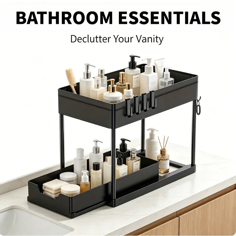 2-Tier Pull-Out Under Sink Organizer | Kitchen & Bathroom Storage