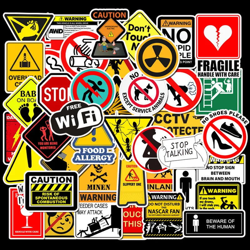 10/30/50 Pieces Warning Warning Signs Luggage Trolley Case Stickers