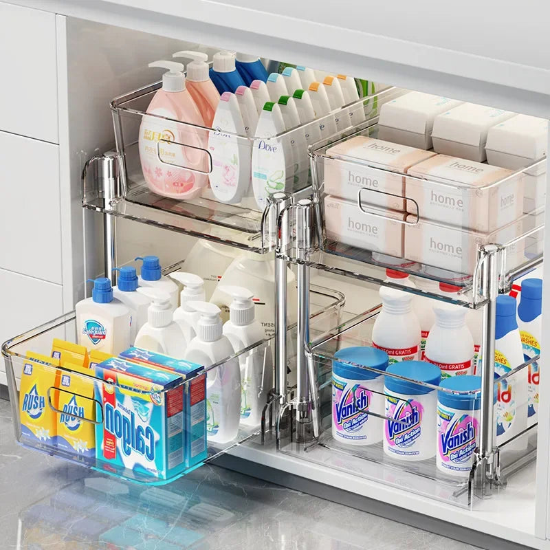 2-Tier Sliding Pull-Out Under Sink Organizer | Kitchen & Bathroom