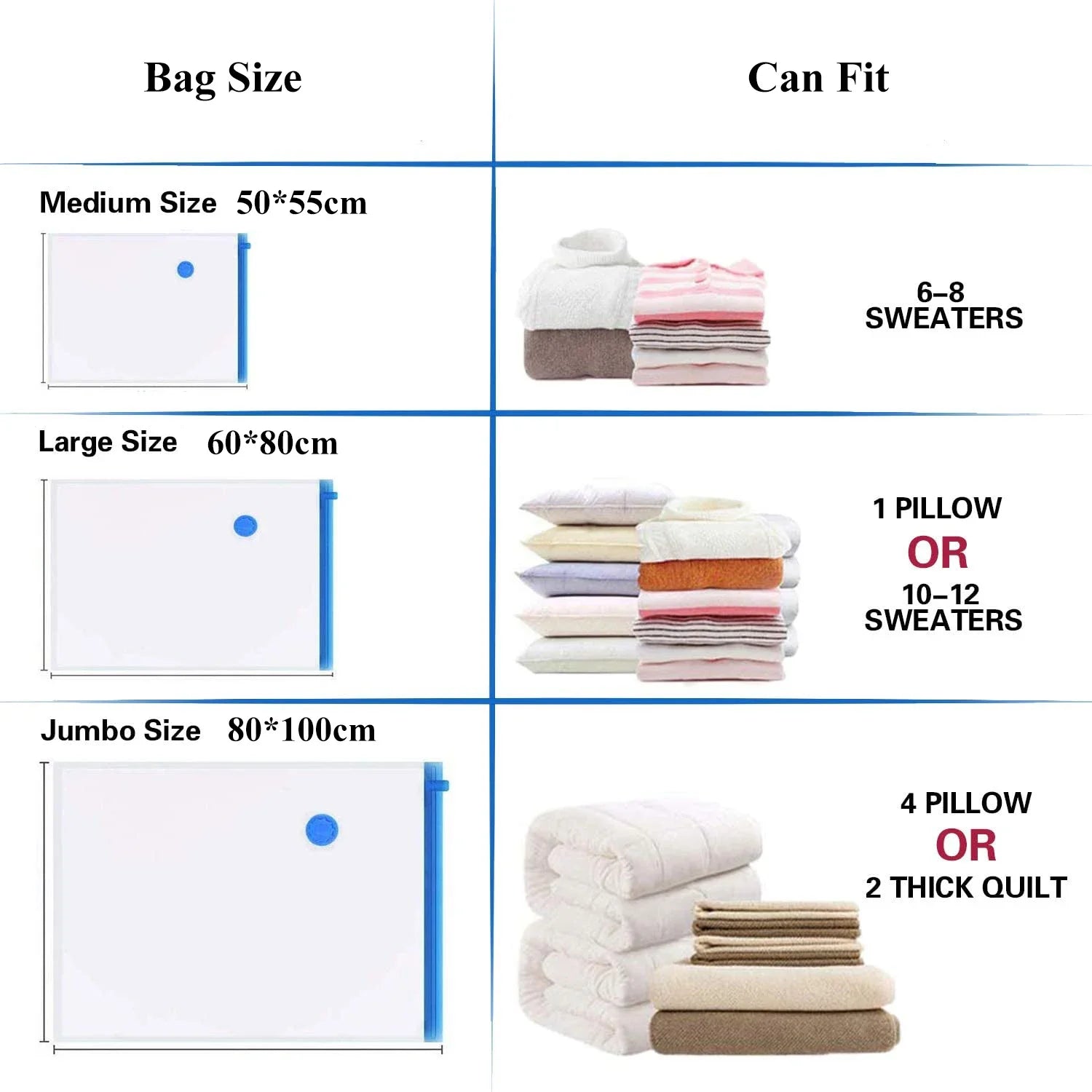 Vacuum Storage Bags | Space Saver for Clothes, Pillows & Bedding