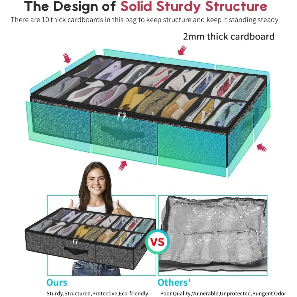 Under-Bed Shoe Storage Organizer | Fits 12 Pairs