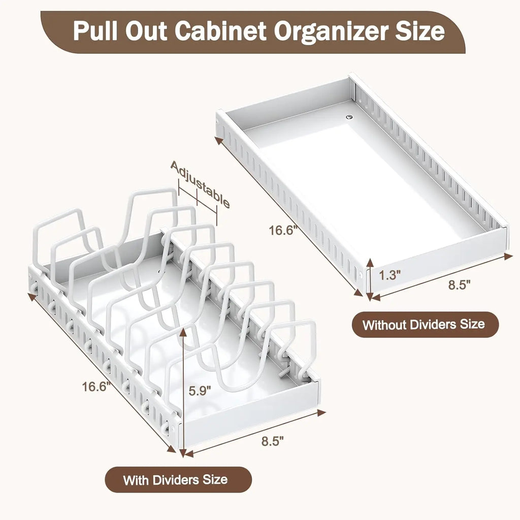 Pull-Out Under-Cabinet Pots & Pans Organizer | Adjustable Dividers