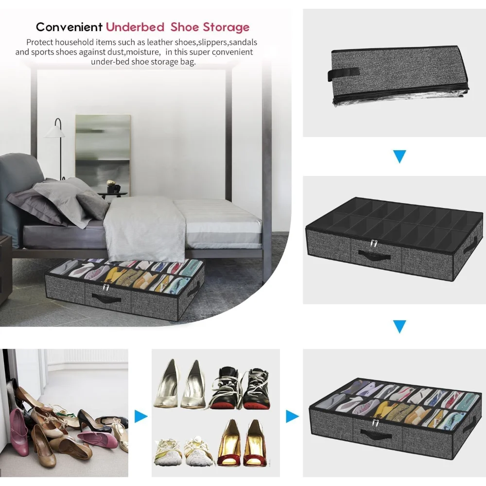 Under-Bed Shoe Storage Organizer | Fits 12 Pairs