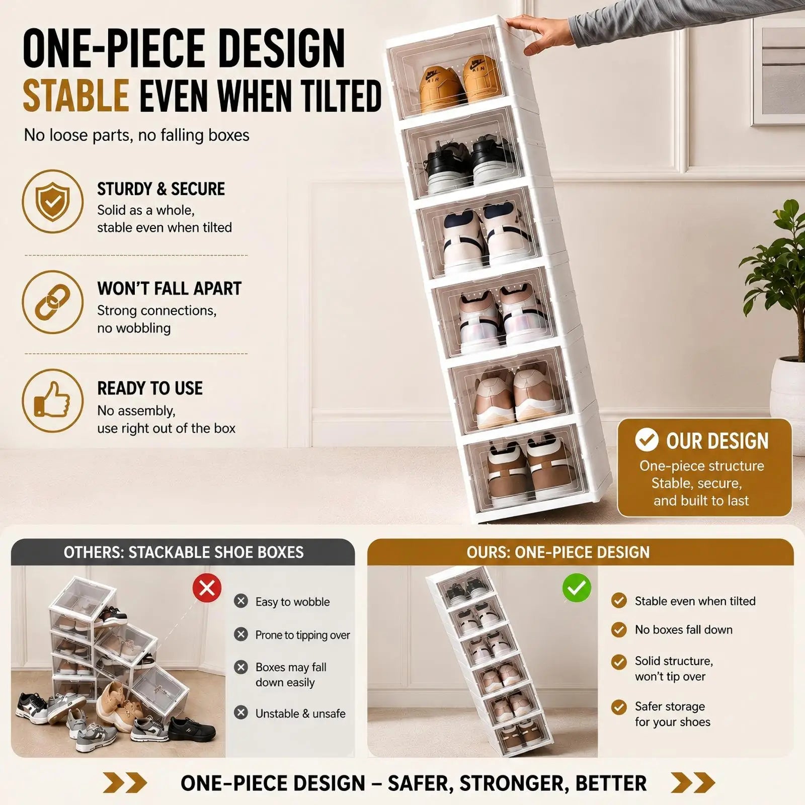 Stackable Dustproof High-top Cabinet Shoe Rack Shelf