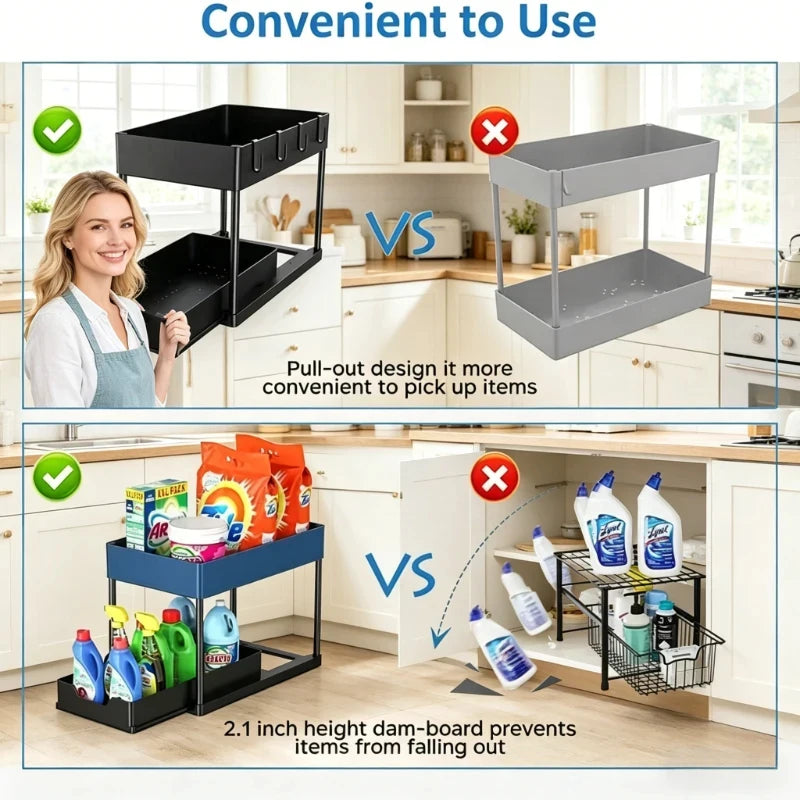 2-Tier Pull-Out Under Sink Organizer | Kitchen & Bathroom Storage