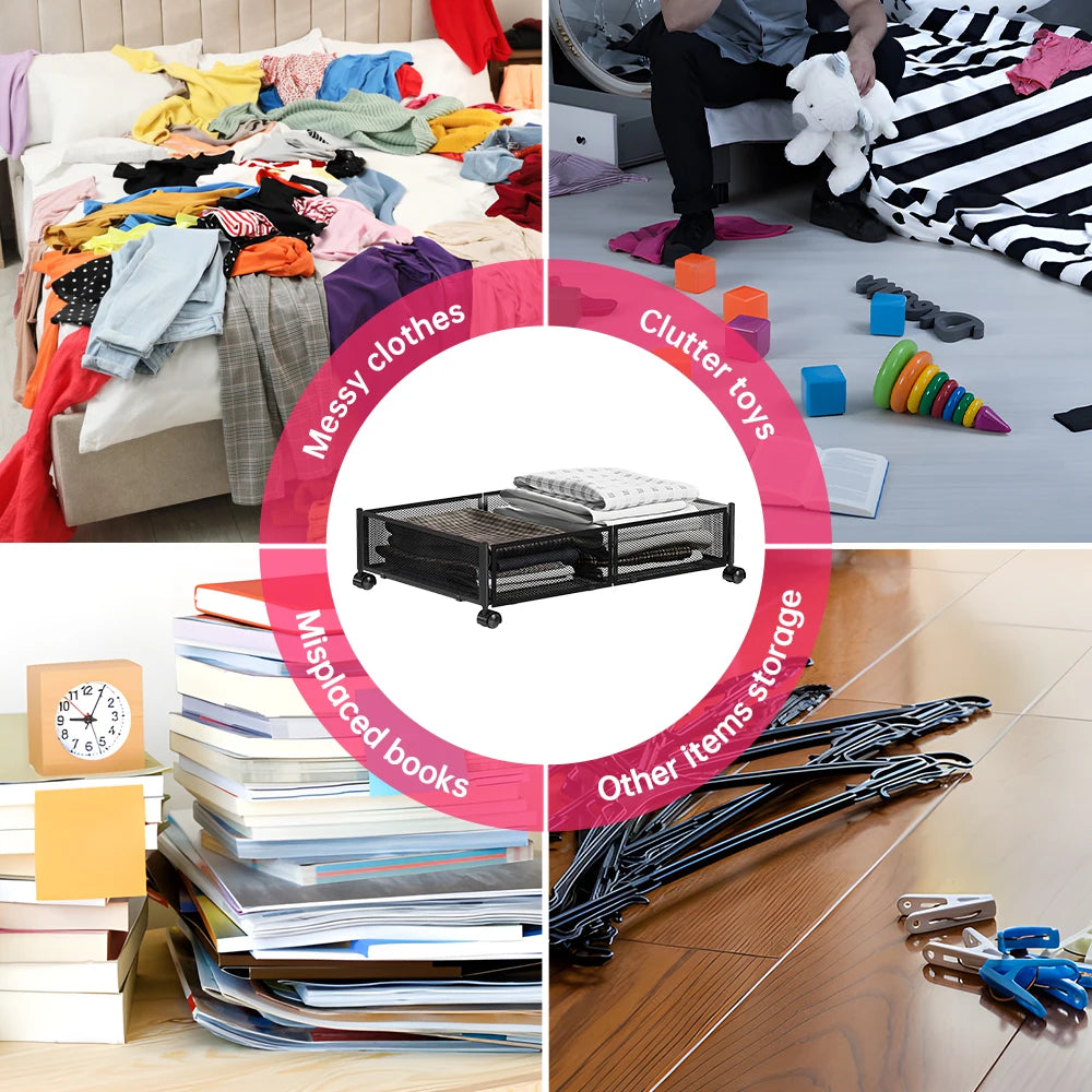 Foldable Under Bed Storage Container with Wheels