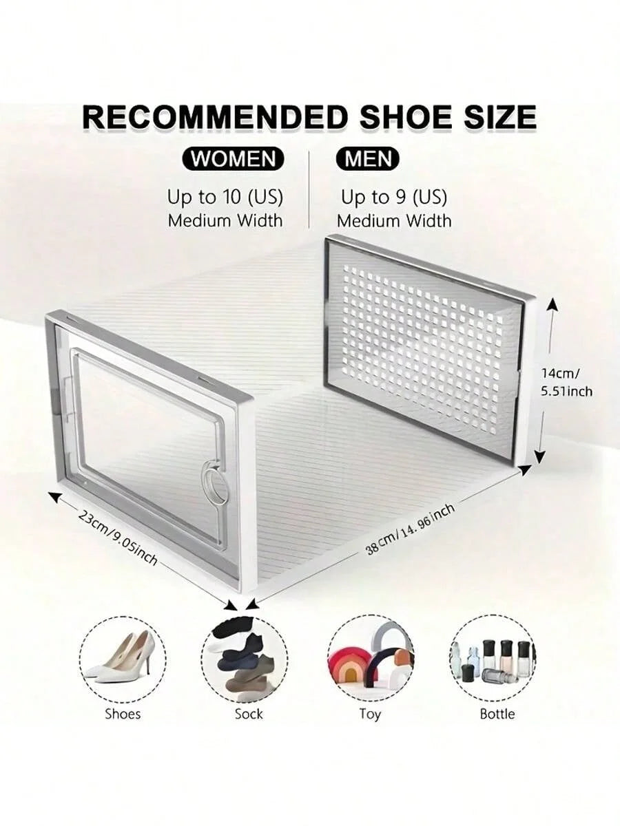 Clear Stackable Shoe Storage Boxes | Foldable Closet Organizer 6/12 Pack